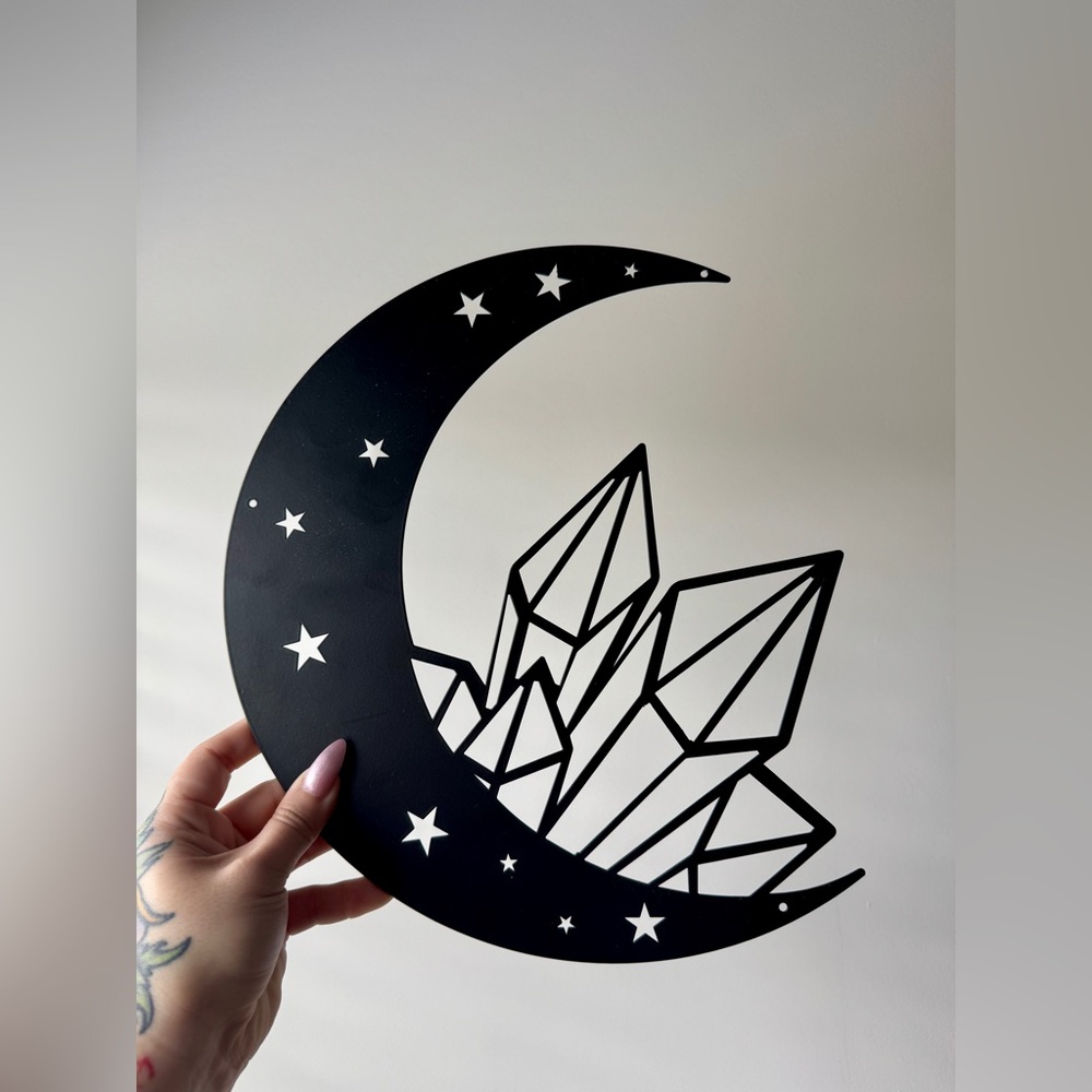 Black Crescent Moon Metal Wall Decor